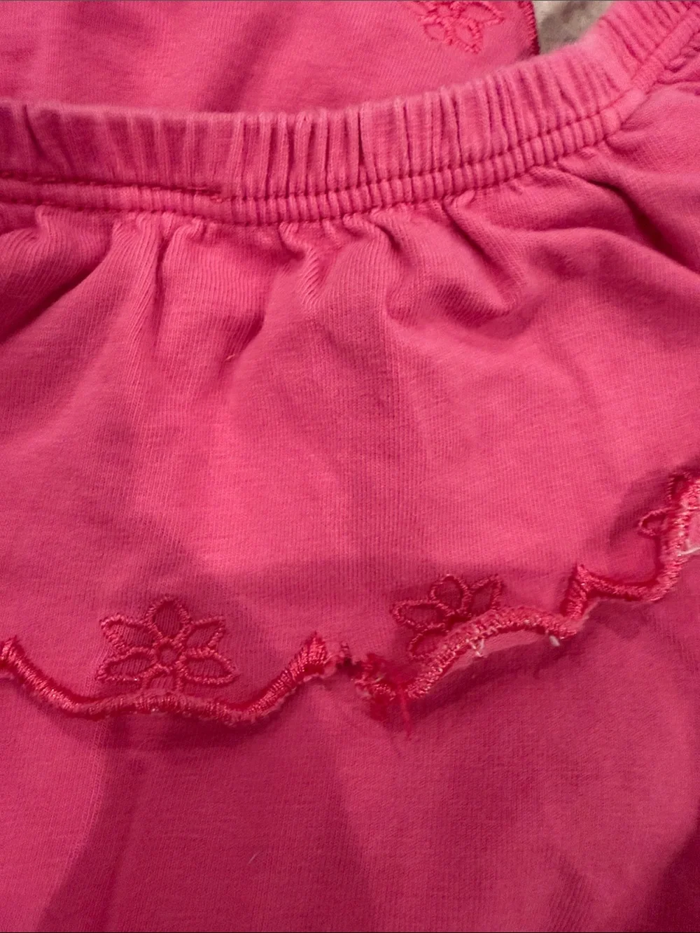 Girls Hot Pink Ruffle Tank Top with Smocked Hem